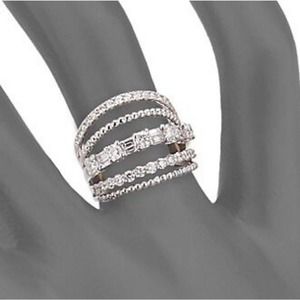 sz6 Diamond Stack Fashion Ring STERLING SILVER #19 size 6,7,8,9,10